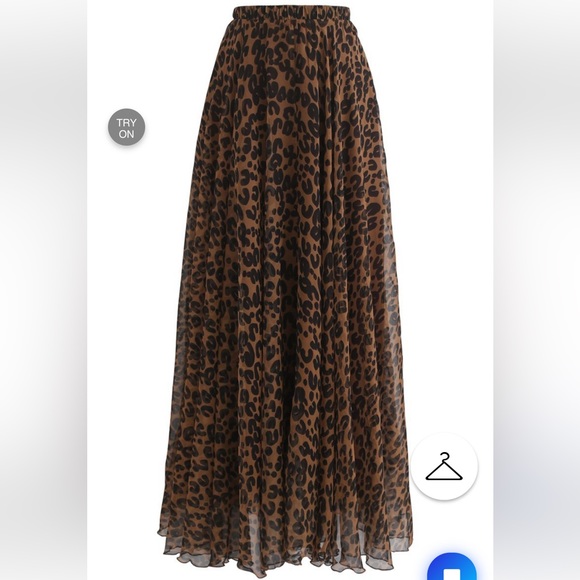 CHICWISH LEOPARD PRINT FULL LENGTH FULL CIRCLE SWINGY CHIFFON SKIRT - Picture 3 of 10